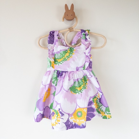 Janie and Jack‎ Lilac Floral Ruffle Party Dress Purple Yellow Spring Sz 6-12m - Picture 1 of 9